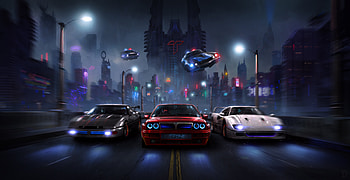 Racers night, chase, cars HD wallpaper