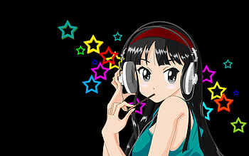 akiyama-mio, black, black eye, cute, long hair, k on, abstract, female, sexy, akiyama mio, hot, girl, mio, black hair, dark, star, anime girl, simple, anime, head HD wallpaper