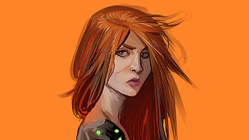 Orange Girl, artist, artwork, digital-art, deviantart HD wallpaper