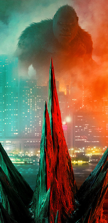 Godzilla vs. Kong, Epic movie clash, Giant monsters, Battle royale HD phone wallpaper