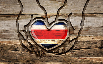 I love Costa Rica, , wooden carving hands, Day of Costa Rica, Costa Rican flag, Flag of Costa Rica, Take care Costa Rica, creative, Costa Rica flag, Costa Rica flag in hand, wood carving, North American countries, Costa Rica HD wallpaper