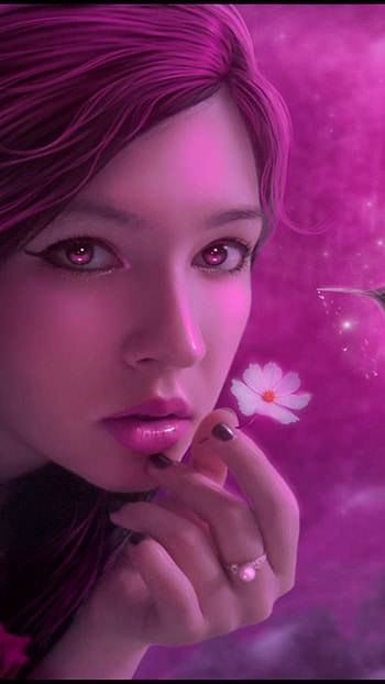 flower, purple eyes, fantasy, woman HD phone wallpaper