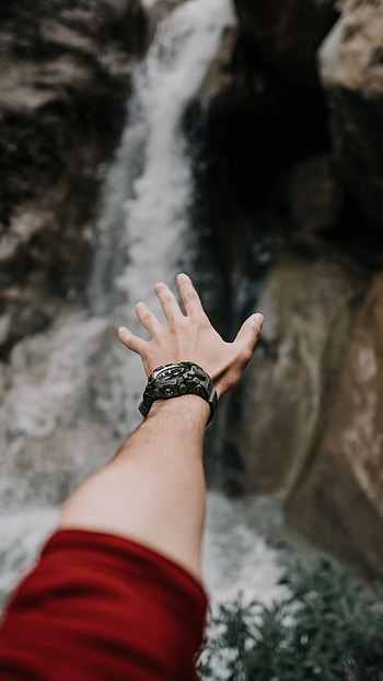 Hand, Miscellanea, Miscellaneous, Waterfall, Wrist Watch, Wristwatch, Fingers HD phone wallpaper