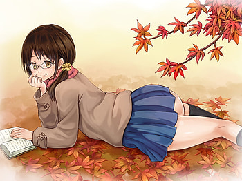 Anime girl reading, read, book, anime, study, young, student, girl HD wallpaper