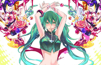 Hard Candy, cute, vocaloid, long hair, beauty, nice, miku, abstract, vocaloids, twintails, female, sexy, sweet, hatsune miku, hot, girl, beautiful, lollipop, candy, anime girl, anime, pretty, green hair, lovely, green eyes HD wallpaper