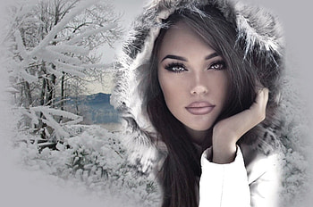 ღ, winter, girl, brunette, snow HD wallpaper