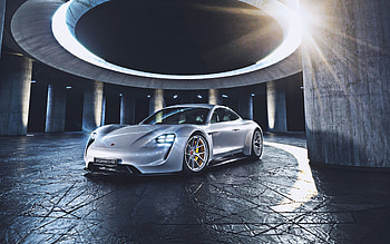 Porsche Taycan, , night, 2021 cars, white Taycan, electric cars, luxury cars, 2021 Porsche Taycan, R, german cars, Porsche HD wallpaper