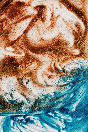 Abstract art featuring swirling patterns in blue and copper hues, perfect for modern decor. HD phone wallpaper