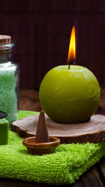 Candles , Green Candles, Spa Candles HD phone wallpaper