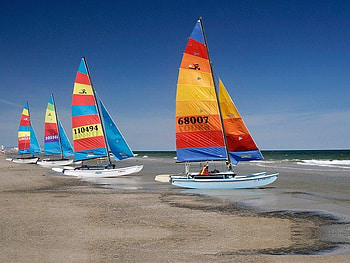 Let's Go Sailing, boat, sail, sky, sand HD wallpaper