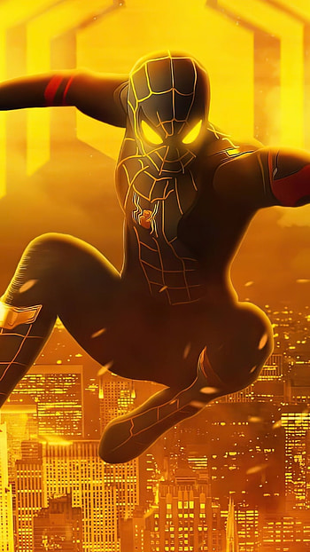 spider man no way home, gold, art, spider man magic HD phone wallpaper