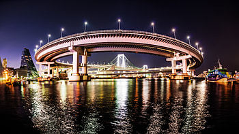 Bridges, Japan, , Rainbow Bridge, Tokyo HD wallpaper