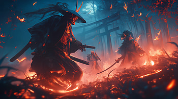 Dark Samurai Night: Epic Warrior Battle, samurai, night, dark HD wallpaper