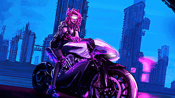 Cyber Biker Girl , artist, artwork, cyber, biker, artstation HD wallpaper