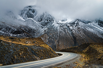 Nature, Mountains, Rocks, Road, Fog HD wallpaper