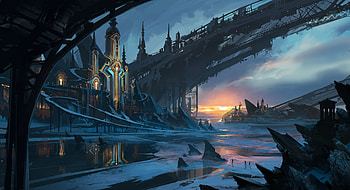 Epic Fantasy Fortress at Dusk –, fantasy, building HD wallpaper