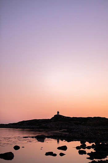 Nature, Sunset, Sea, Twilight, Rocks, Dusk, Lighthouse HD phone wallpaper