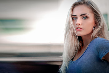 Blue, model, lady, pretty HD wallpaper