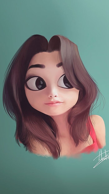 Cute Cartoon Girl, Big Eyes, beautiful HD phone wallpaper