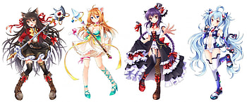 Magical Girls, orginal, magic, cute, girls, long hair, weapons, warrior HD wallpaper