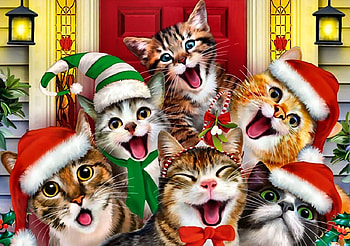 Cat Selfies F, animal, art, cats, feline, beautiful, illustration, artwork, wide screen, painting, Christmas, pets HD wallpaper