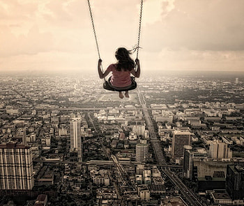 Over the hills, magic, city, over, game, beautiful, girl, lovely, play HD wallpaper