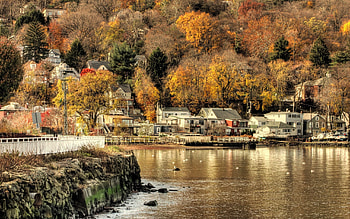 Nature, Rivers, City, Building, Ship HD wallpaper