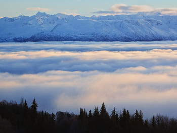 Cloud Filled Kachemak, nature, mountains HD wallpaper