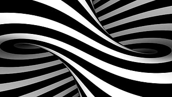 Black and white, Stripes, Optical illusion art, Abstract HD wallpaper
