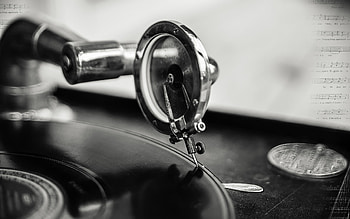 Music, Bw, Chb, Plate, Vinyl Player HD wallpaper