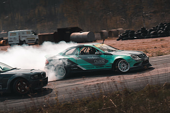 Mercedes C-Class Coupe vs. BMW, Drifting HD wallpaper