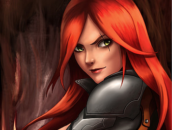 Katarina League Of Legends Red Hair Warrior Girl, katarina-league-of-legends, league-of-legends, games, warrior, artist, artwork, digital-art HD wallpaper