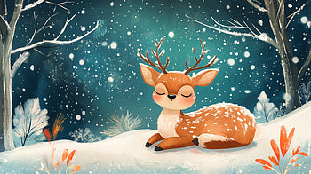 Cute Winter Bliss: A Ultra, cute winter, deer HD wallpaper