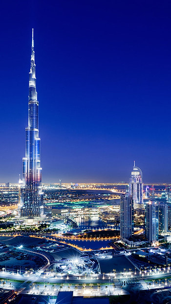 ( Khalifa Tower ) برج خليفة, night, city, Dubai, man made, Burj Khalifa HD phone wallpaper