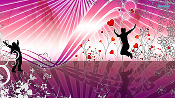 happiness, pink, light, vector, flowers, heart HD wallpaper