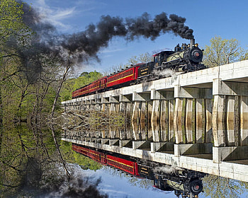 Texas State Railroad, smoke, tracks, train, red HD wallpaper