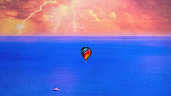 Emergency Landing Of Hot Air Ballon, air-balloon, artist, artwork, digital-art HD wallpaper