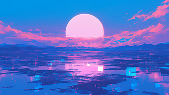 Anime Sunset Serenity -, anime landscape, sunset, surreal, landscape, Digital Art HD wallpaper