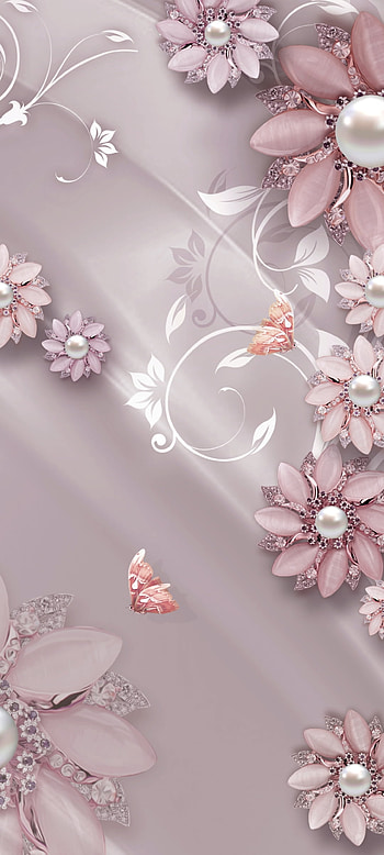 SilkCrystalFlowers 5, Gray, pink, petal, Purple, design, Premium, Flowers HD phone wallpaper