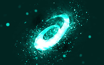 ASICS turquoise logo, , turquoise neon lights, creative, turquoise abstract background, ASICS logo, fashion brands, ASICS HD wallpaper