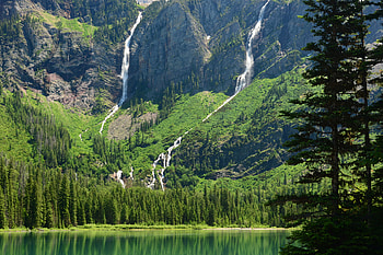 Glacier, Glacier National Park, Montana, , Waterfall, Avalanche Lake, Lake, Mountain, Waterfalls HD wallpaper