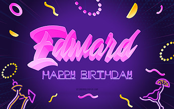 Happy Birtay Edward, , Purple Party Background, Edward, creative art, Happy Edward birtay, Edward name, Edward Birtay, Birtay Party Background HD wallpaper