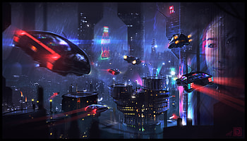 Building, Vehicle, Sci Fi, City, Cyberpunk Cityscape, Futuristic, Night, Rain HD wallpaper