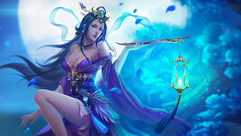 Fantasy Girl, Luminos, White, Dress, Blue HD wallpaper