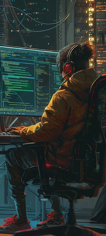 Tech-Savvy Coder in Urban Jungle - , technology HD phone wallpaper