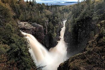 Aguasabon Falls, Ontario, Canada, waterfall, nature, canada, forest HD wallpaper