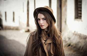 Pretty woman, hat, brunette, 2020 HD wallpaper