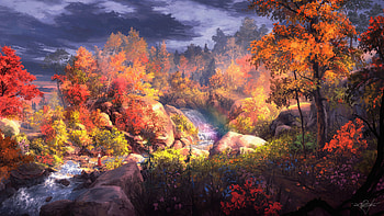 Fantasy Autumn Painting , autumn, artist, fantasy, artwork, digital-art, painting HD wallpaper