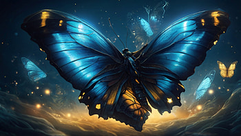 Butterflies, butterfly, blue, night, insect, glow HD wallpaper