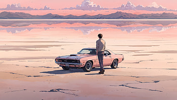 Sunset On The Open Road, artist, artwork, art, digital-art, cars, sunset, horizon HD wallpaper